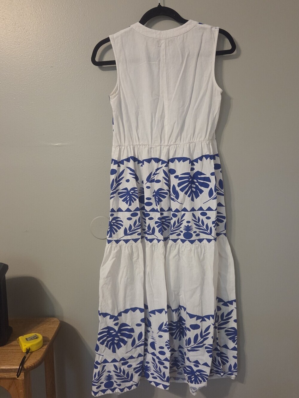 F&F Womens White/Blue Floral Peasant  Cottagecore Maxi Dress. Sz Uk 8= Sz 4 - Picture 4 of 7